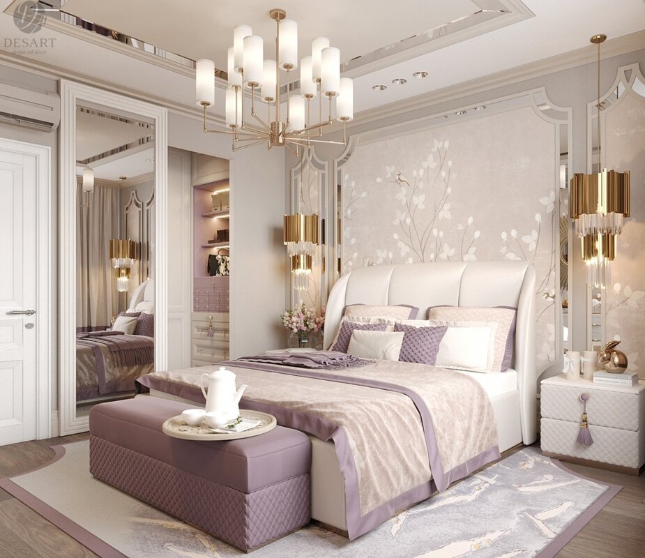 Neoclassical-style bedroom interior