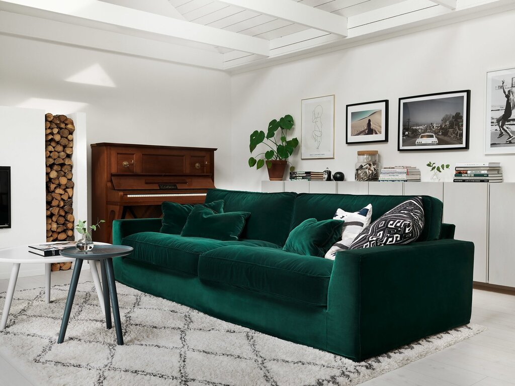 Emerald velvet sofa