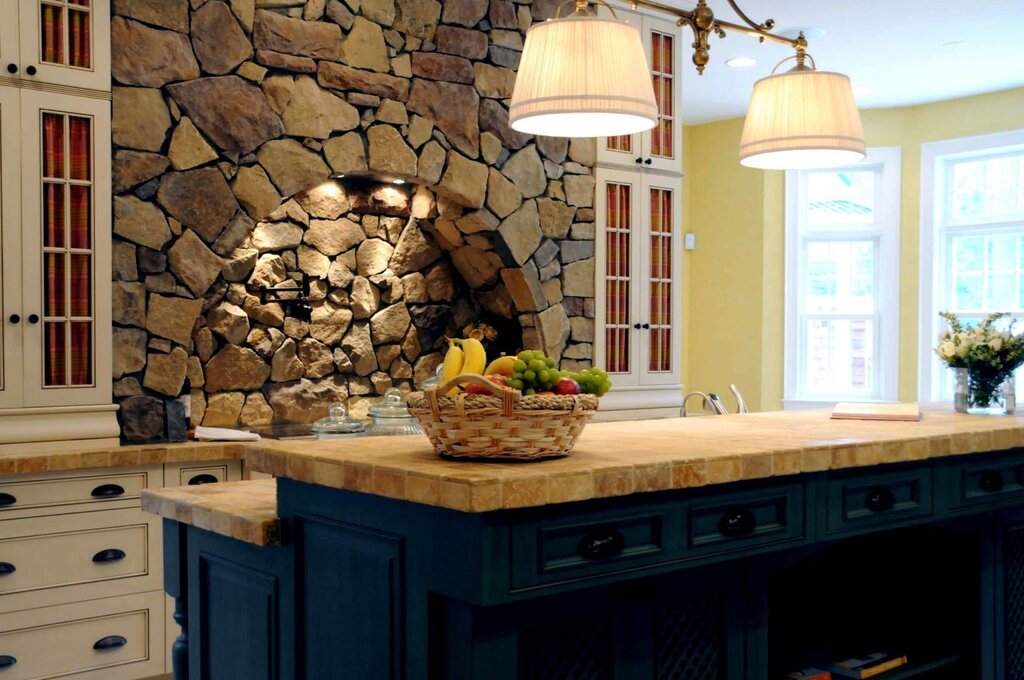 Stone in the kitchen interior