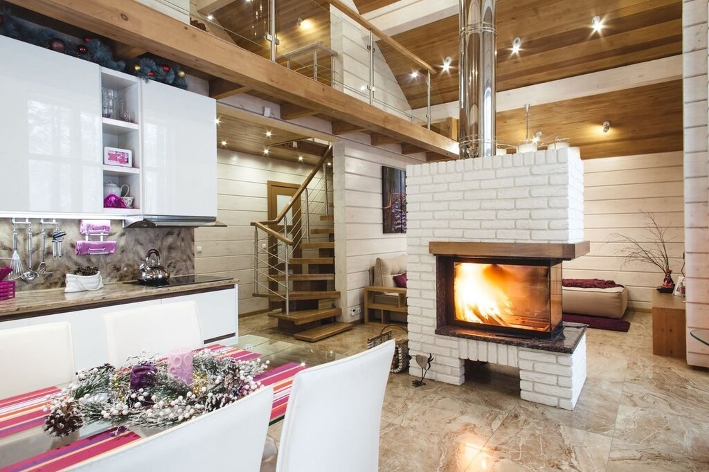 Fireplace in a frame house