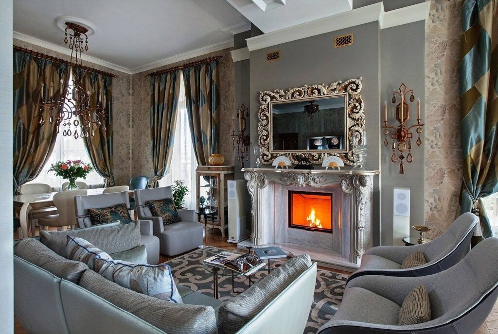 Fireplace in a classic interior