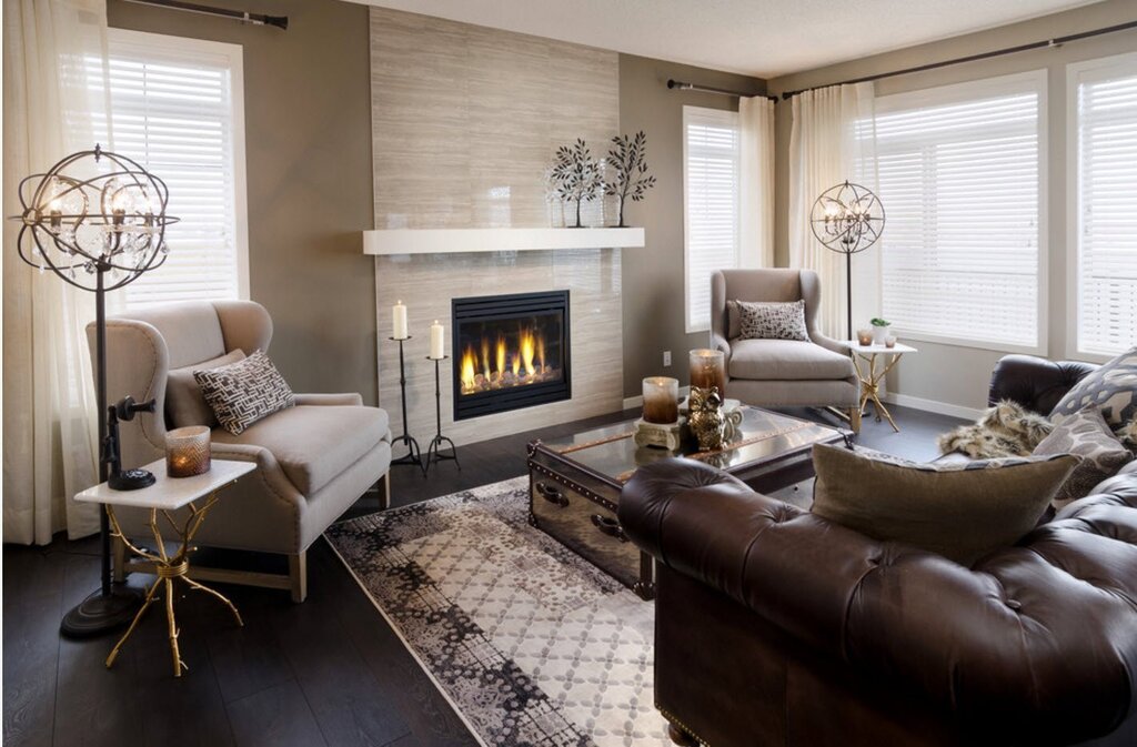 A fireplace in a country house