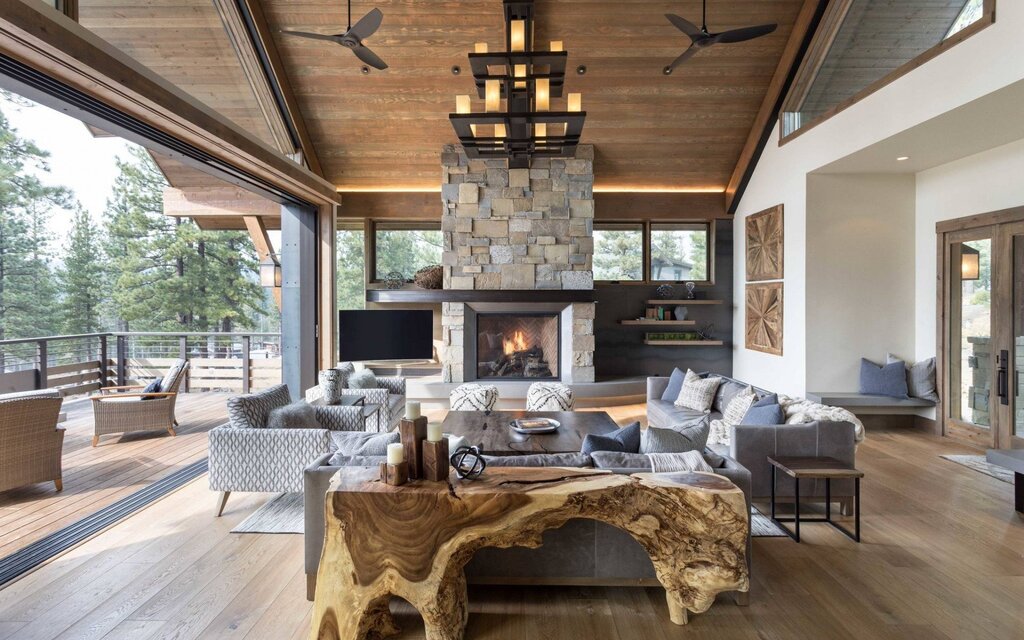 Fireplace area in a country house