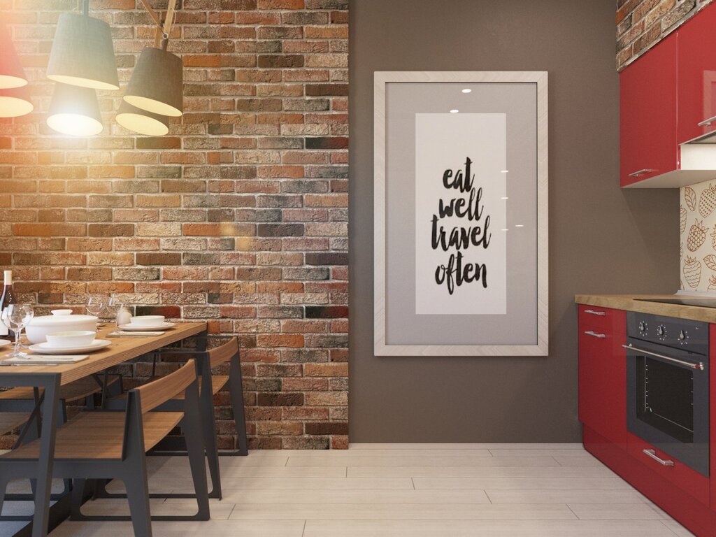 Paintings for the kitchen in loft style