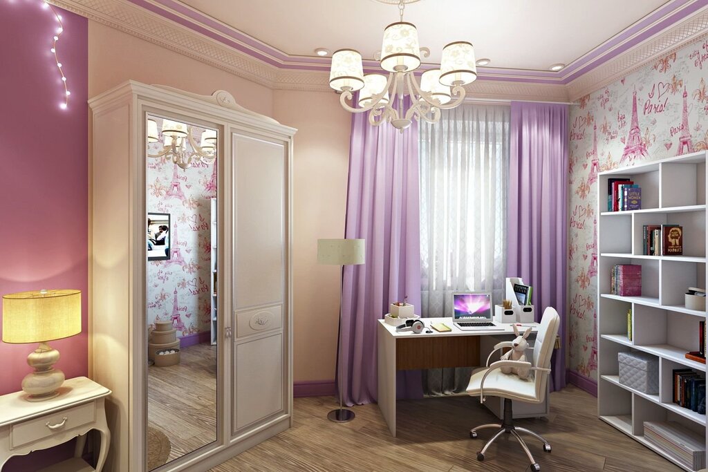 Комната для девочки в фиолетовых тонах