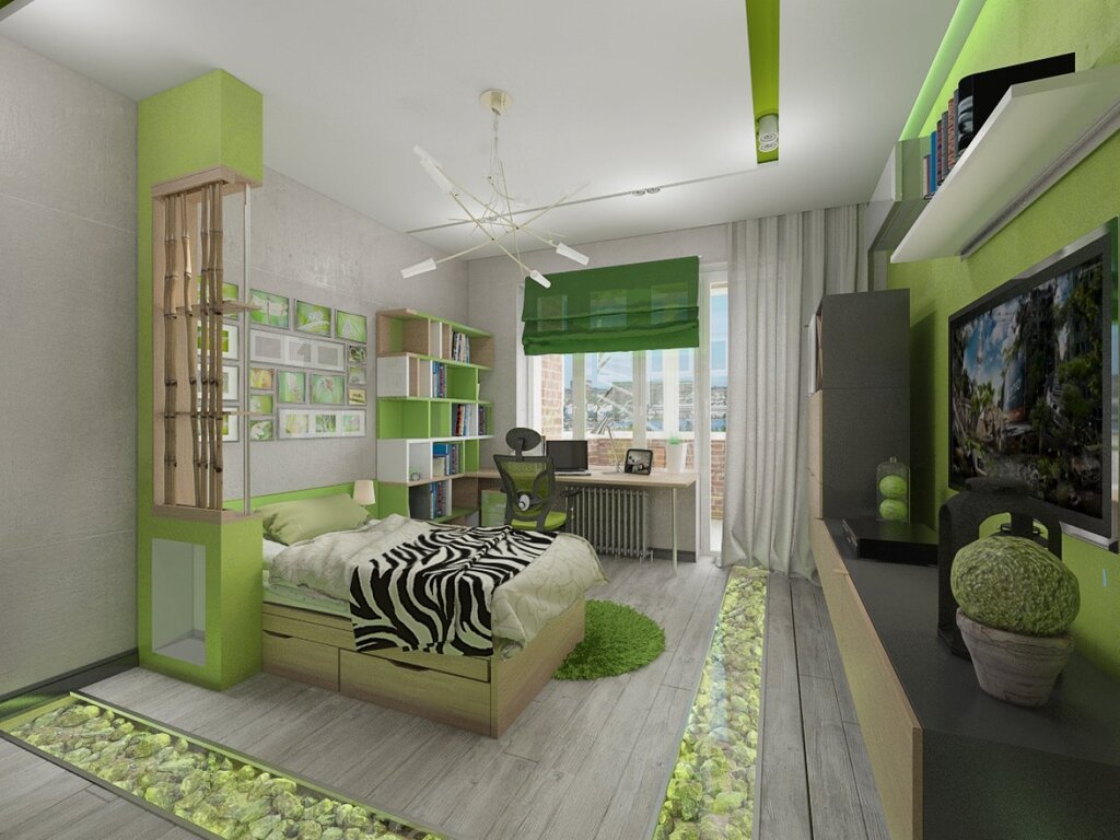 Комната для подростка в зеленом стиле