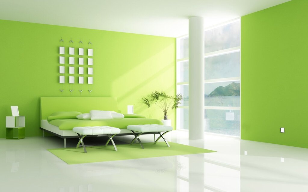 Комната в зеленом стиле