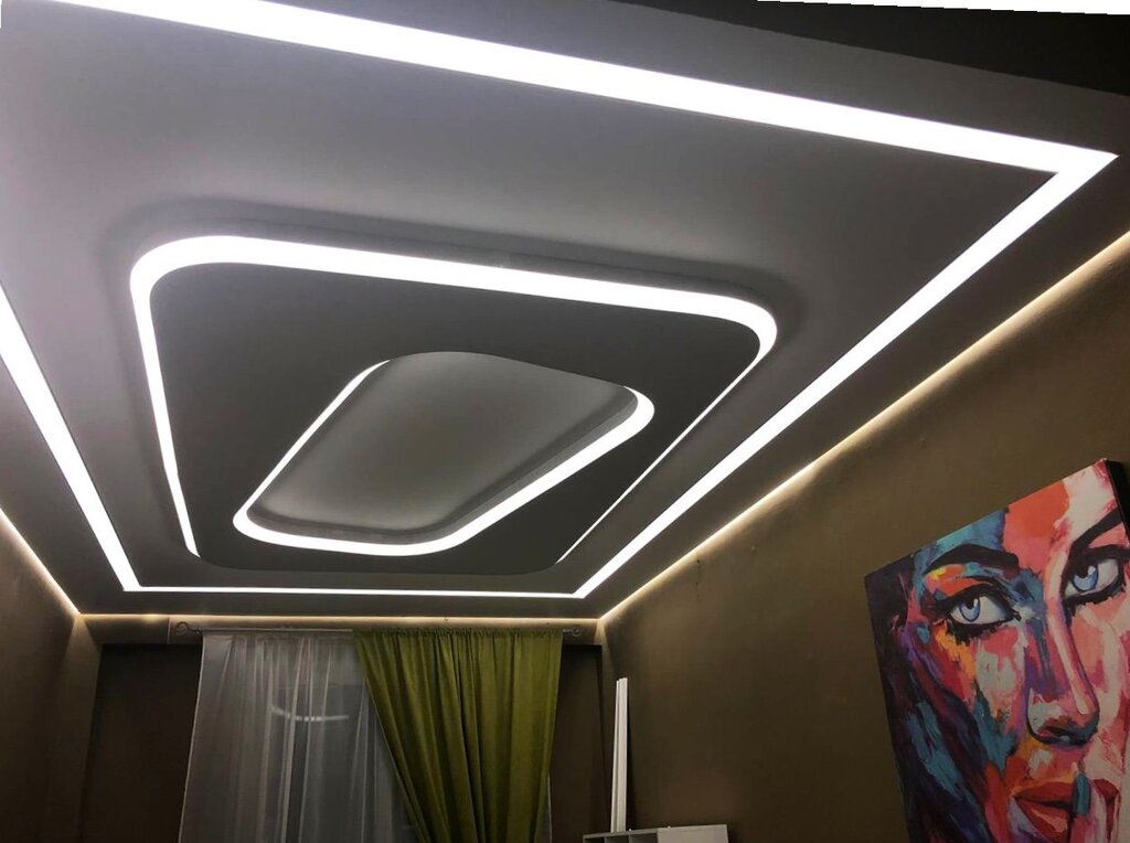 Contour lighting for stretch ceilings