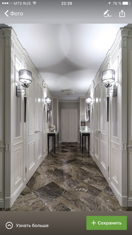 The corridor with a marble floor