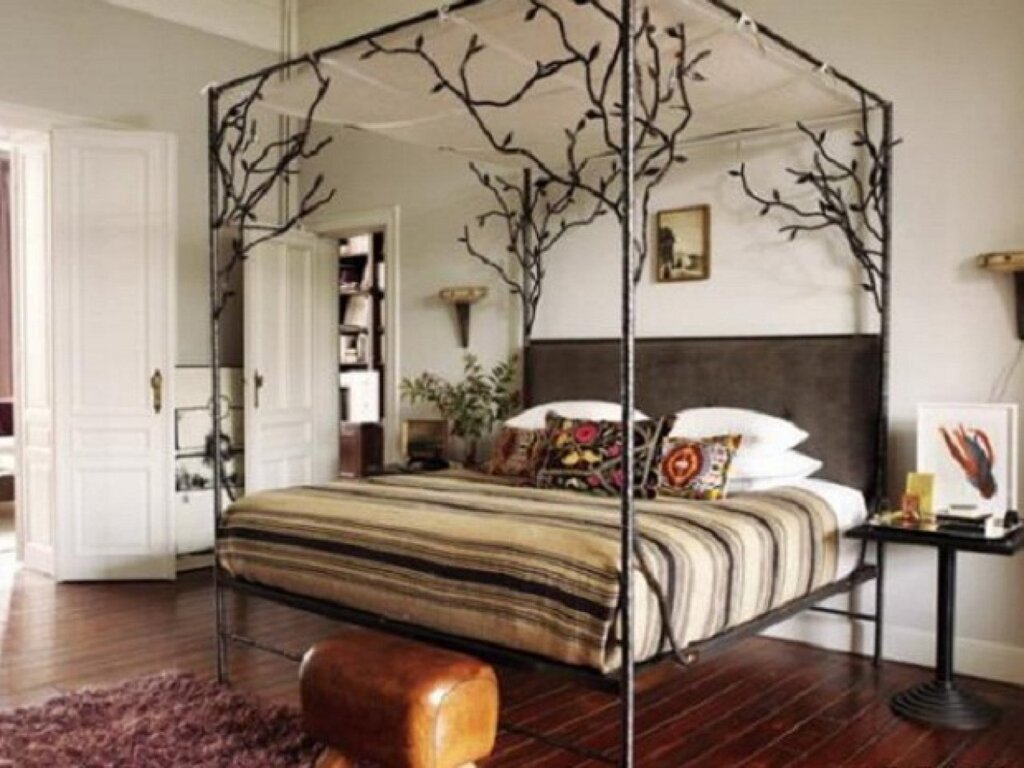 Wrought iron bed in the interior