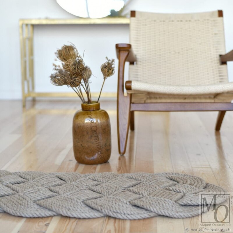 A jute rug in the interior