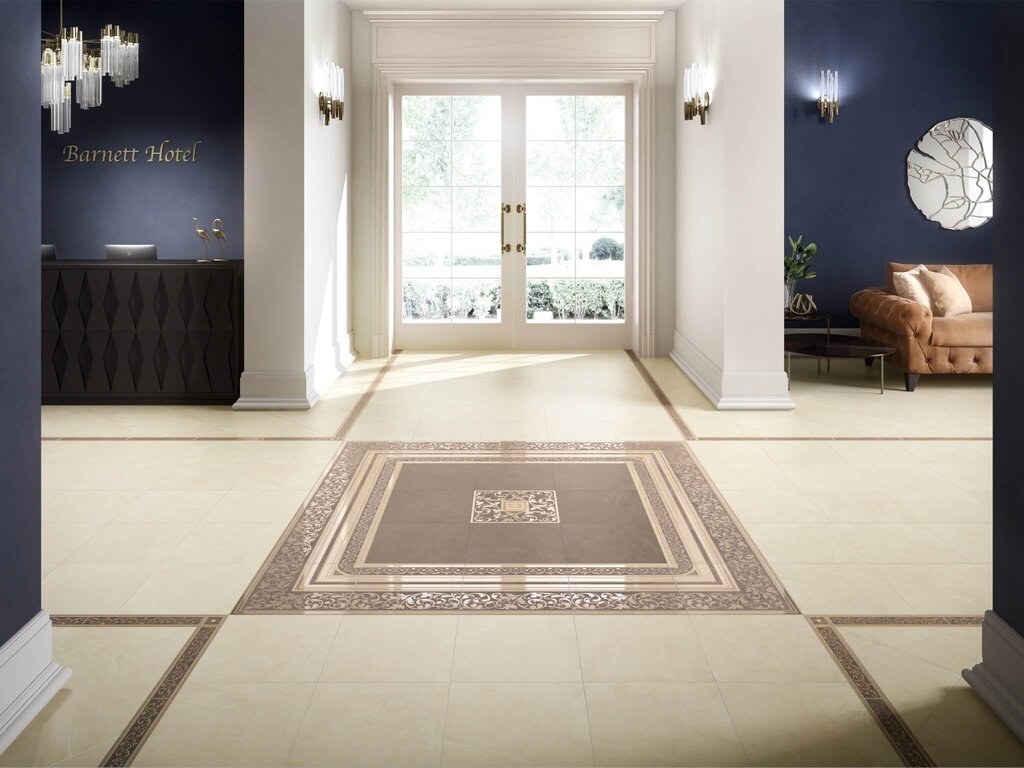 Tile carpet in the hallway