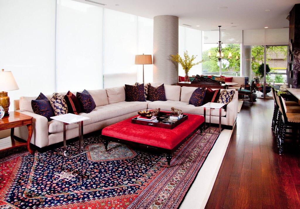 Rugs in the modern living room interior