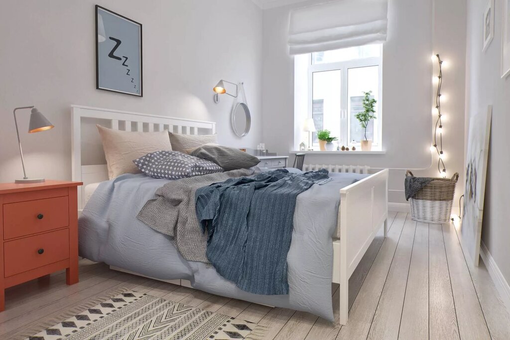 Кровать в скандинавском стиле на ножках