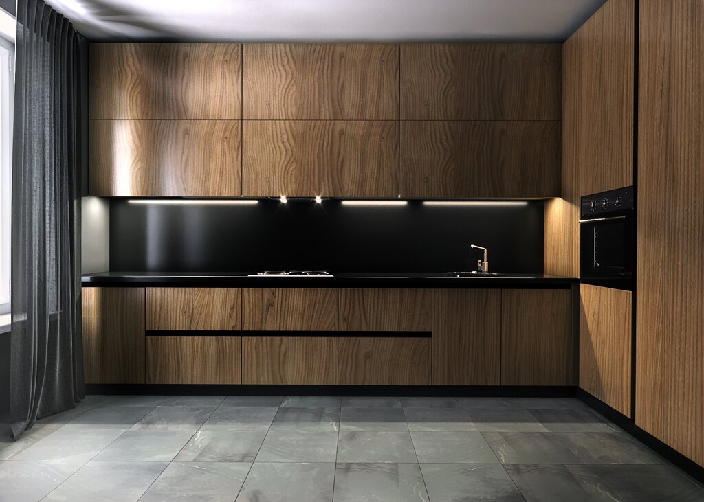 Kitchens made of plastic that mimic wood