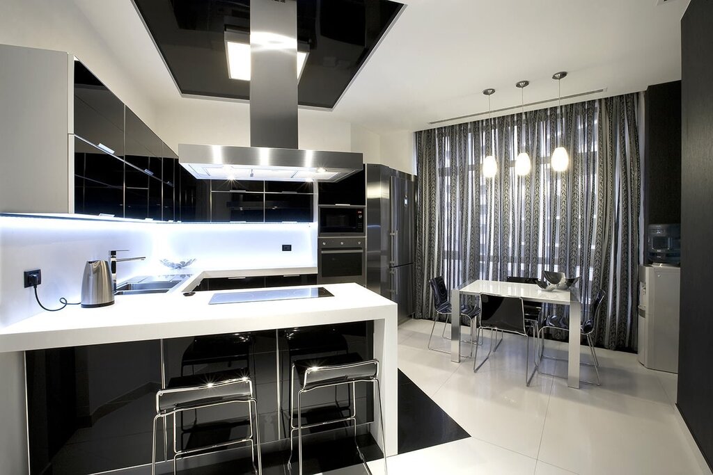 Кухня бело черная дизайн