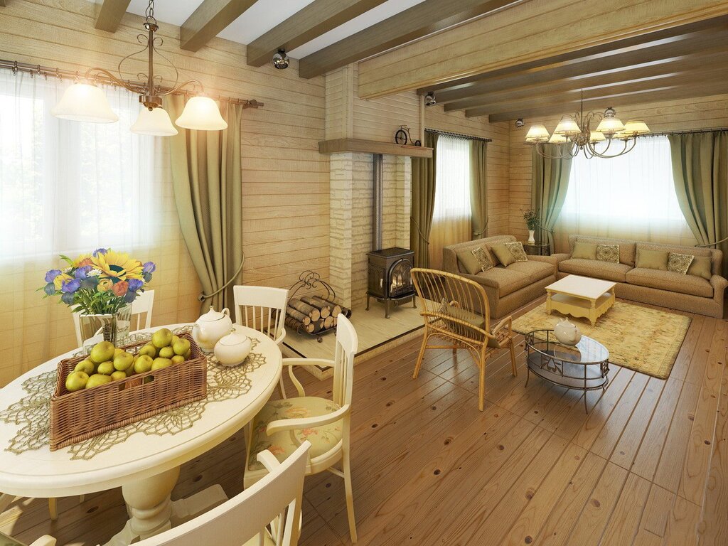 Kitchen-living room in the country house