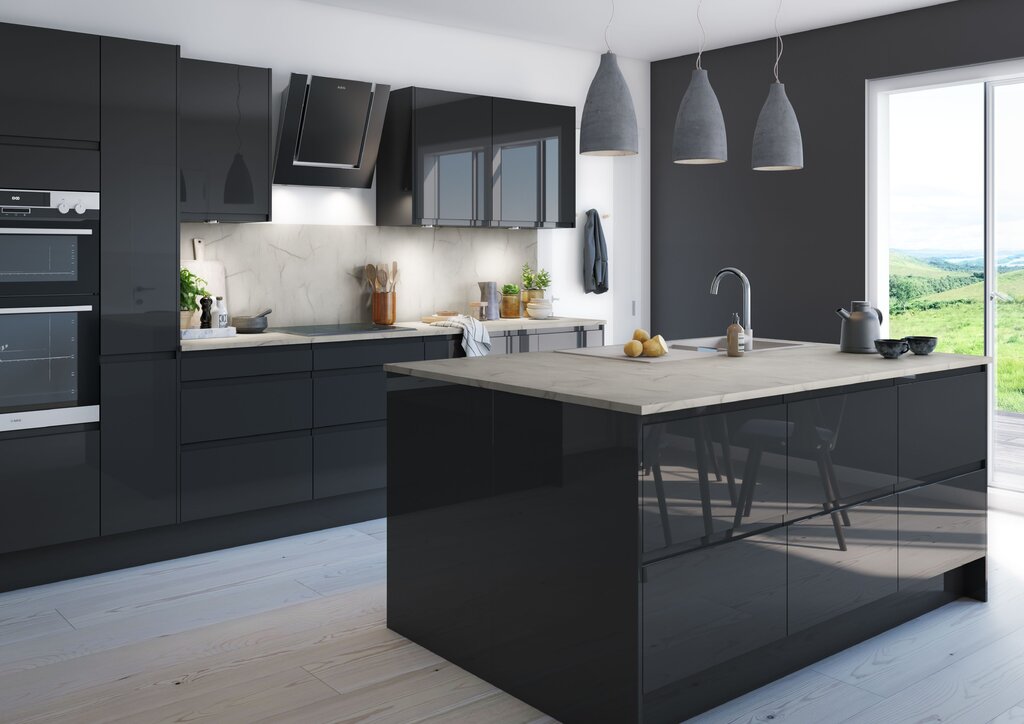 Graphite-colored kitchen