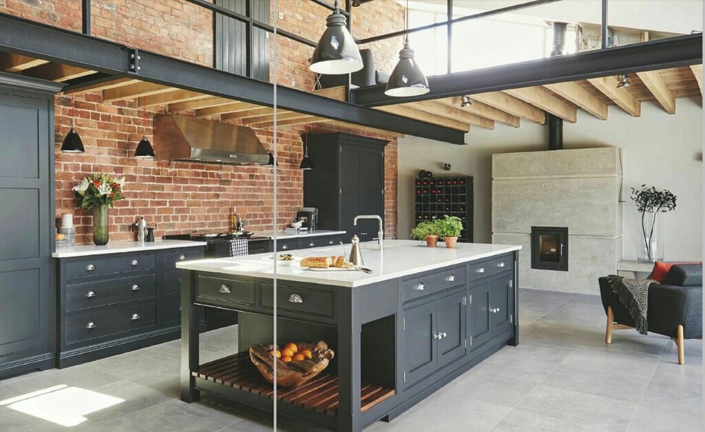 Loft kitchen with an island