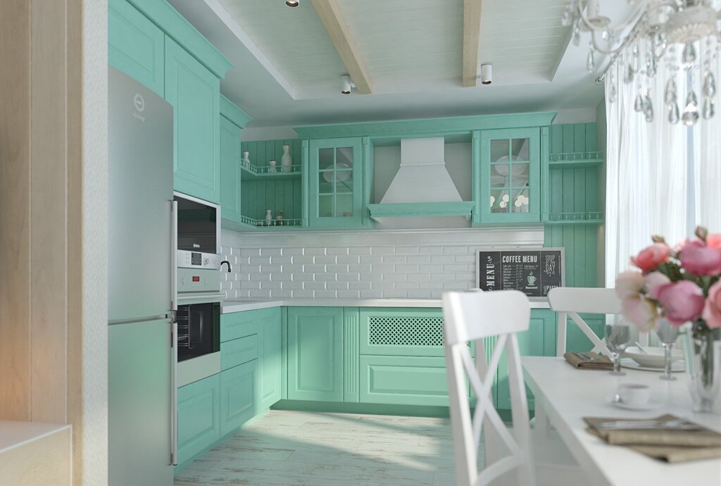 Mint-colored kitchen