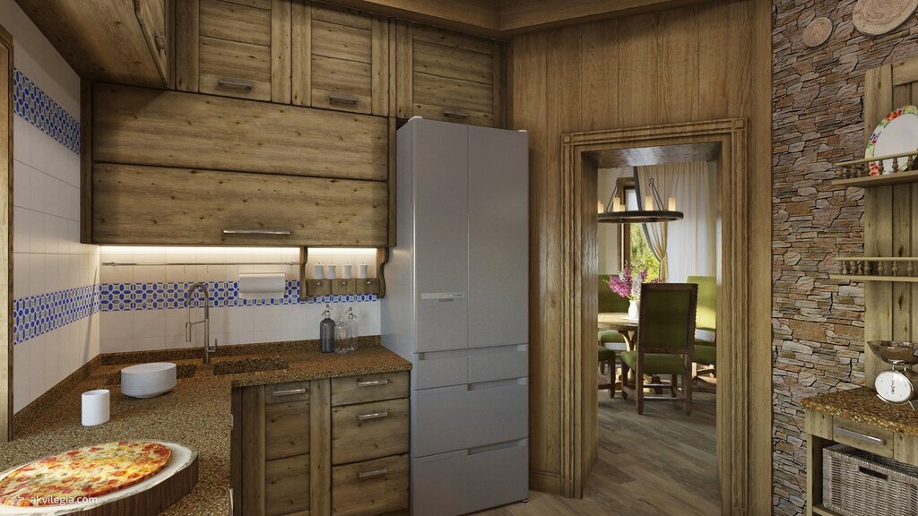 Kitchen in the bathhouse interior