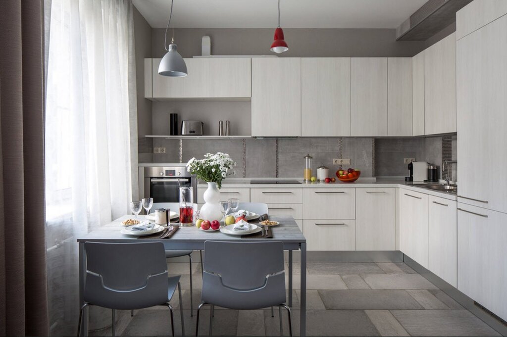 A kitchen in shades of gray