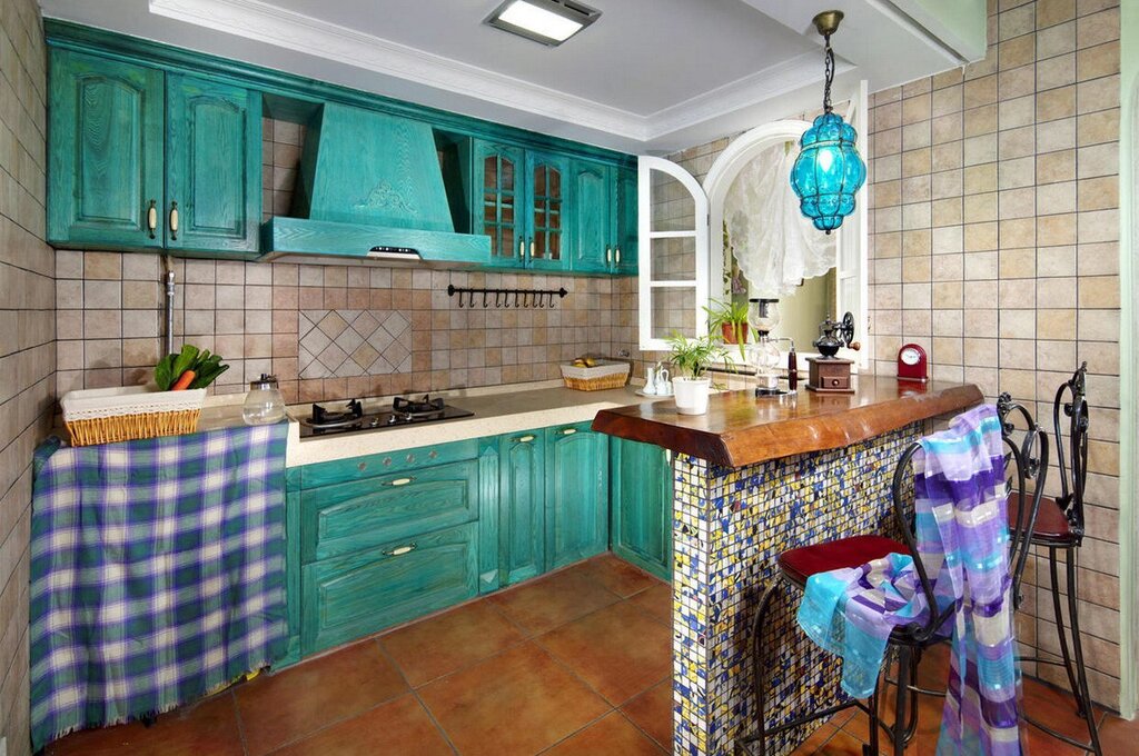 A kitchen in Tiffany style