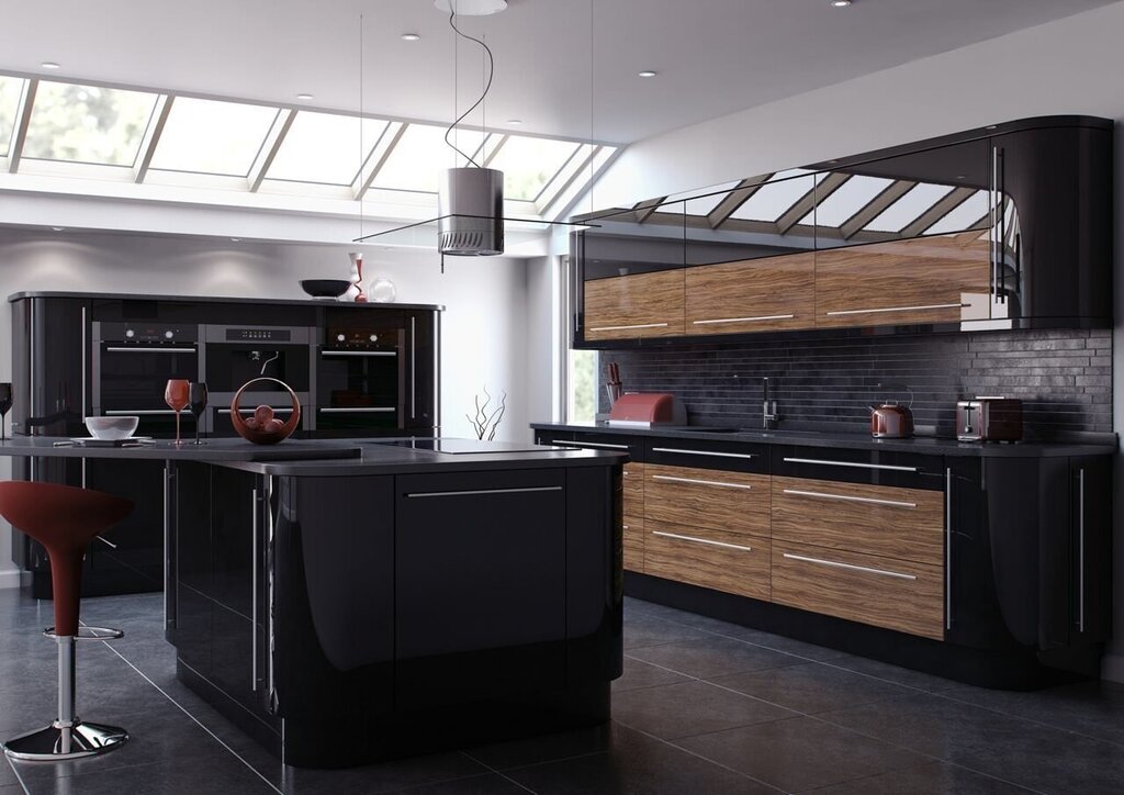 Black kitchen set with wood