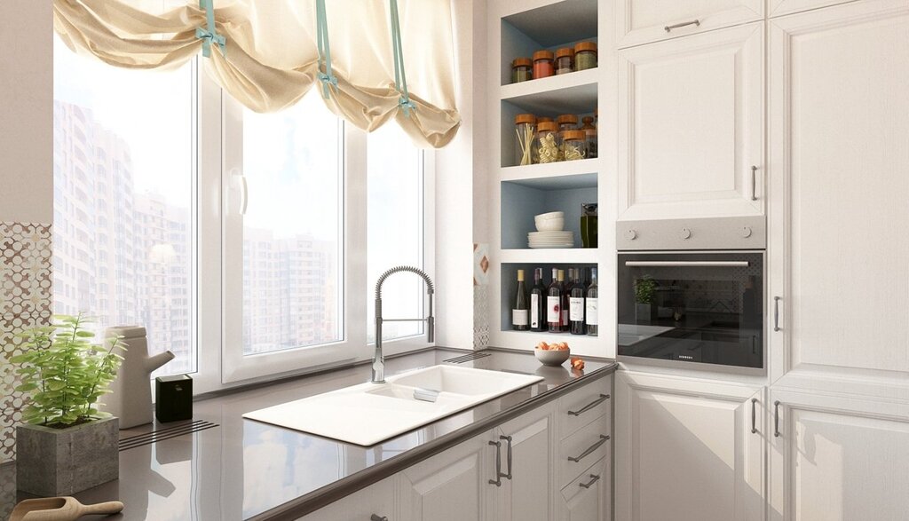 Kitchen set near the window