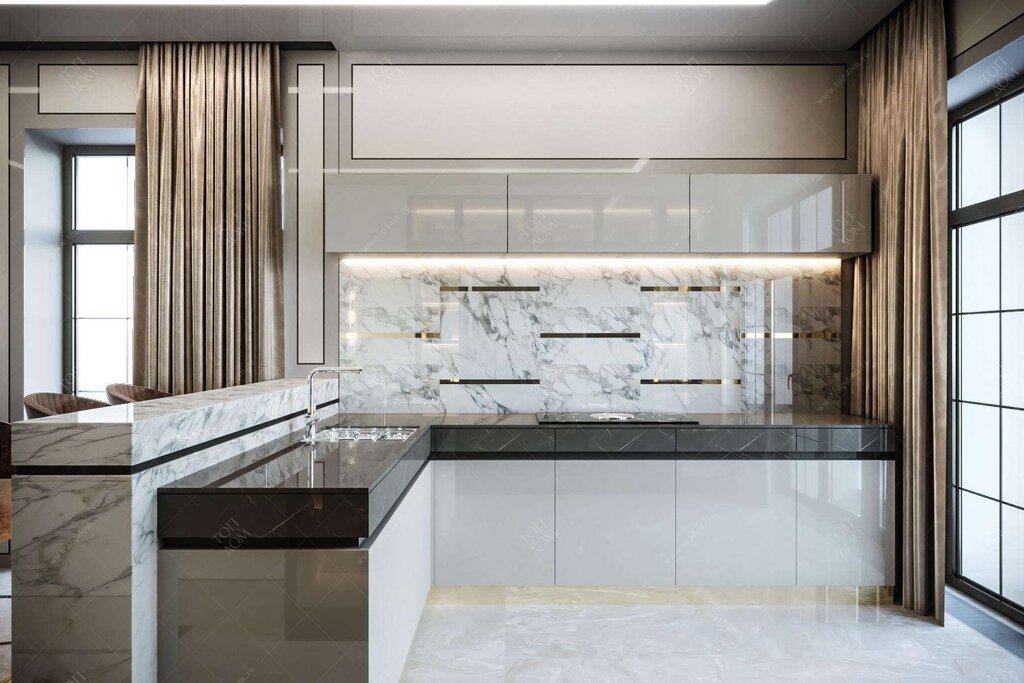 Kitchen set in marble style