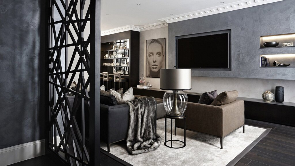 Apartment in dark tones