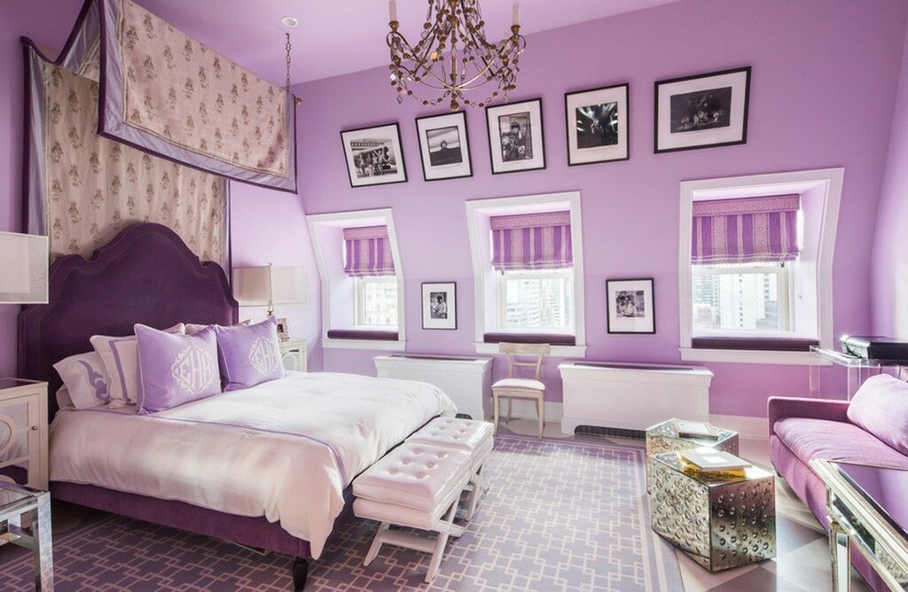 Lavender walls in the interior