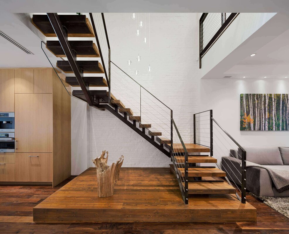 Metal and wood staircase