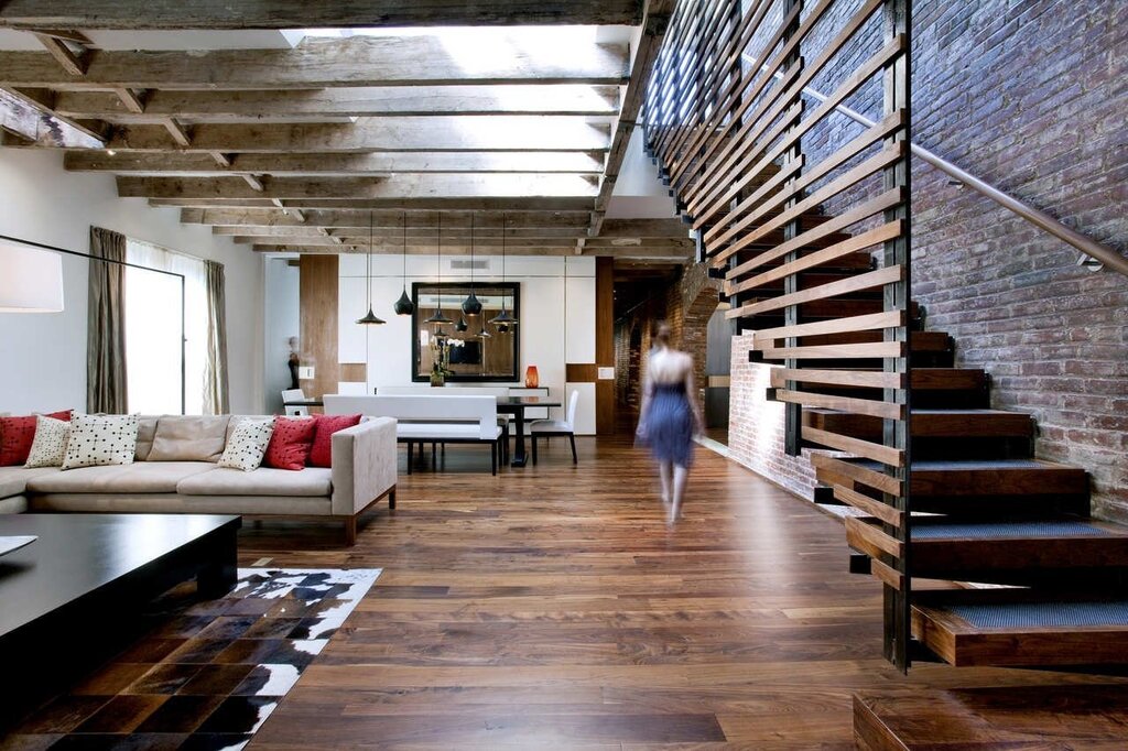 A staircase in loft style