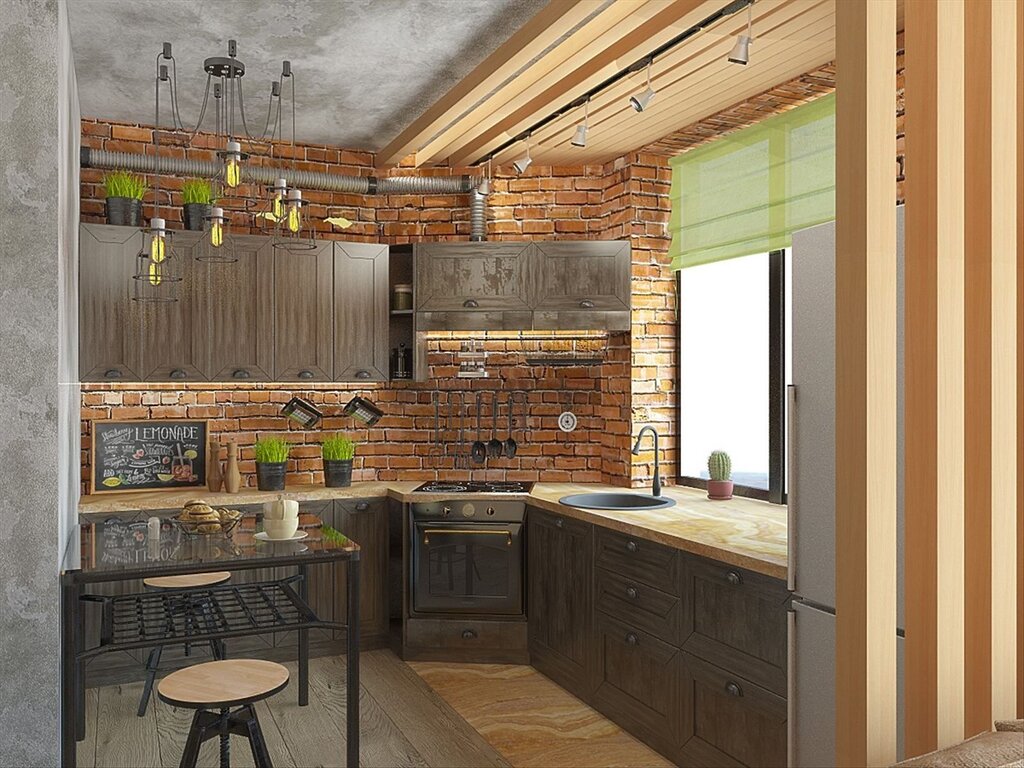 Summer kitchen in loft style