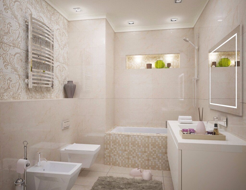 A small bathroom in light tones