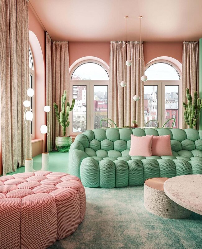 Мебель зеленого цвета в интерьере