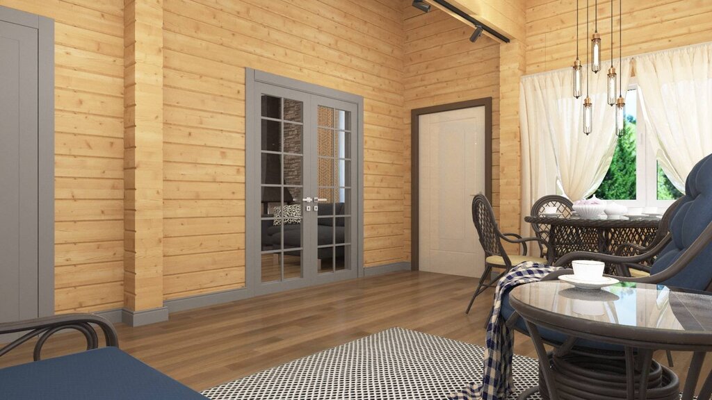 Interior doors in a wooden house