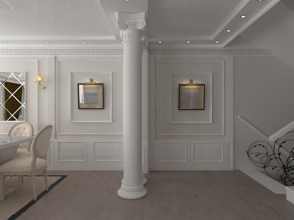 Moldings on the walls in a modern interior