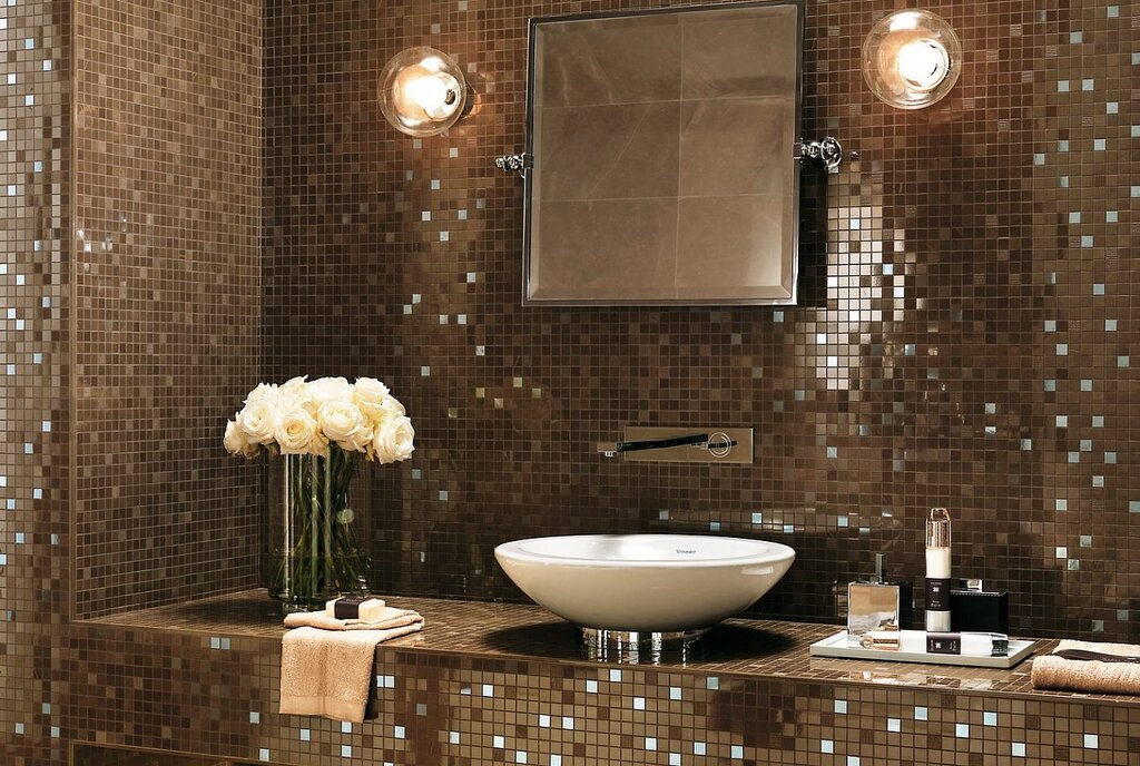 Мраморная мозаика в ванной