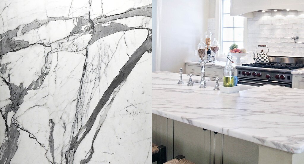 Marble wall in the kitchen