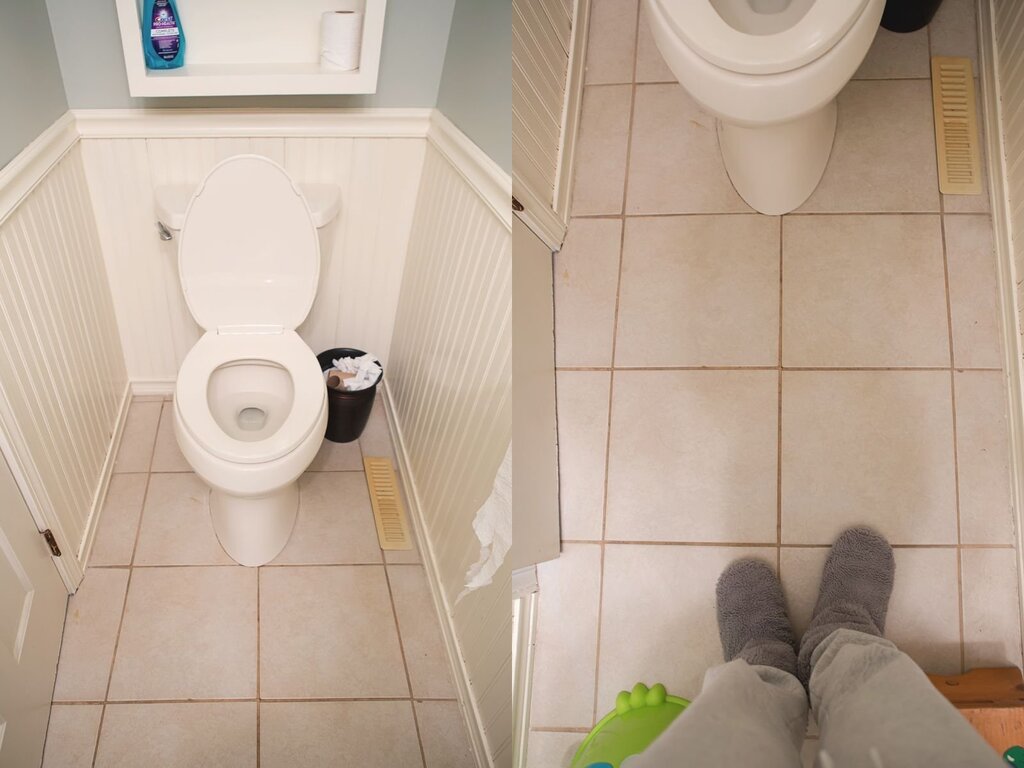 Floor tile in the toilet