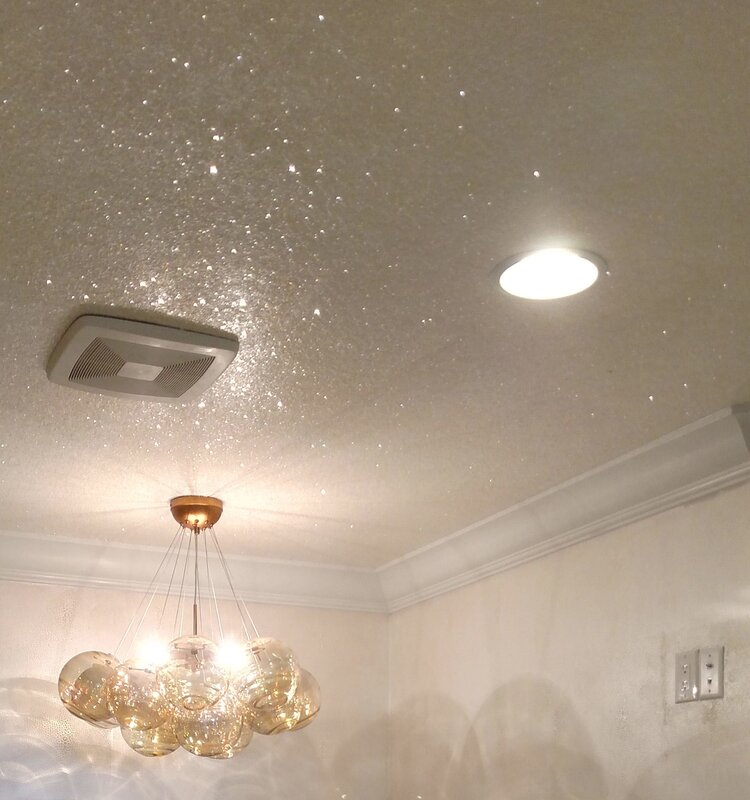 Stretch ceiling with glitter