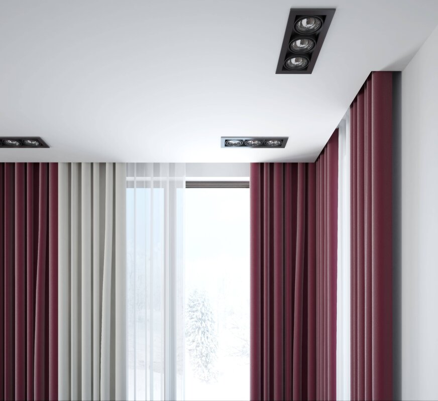 Stretch ceiling with a niche for curtains