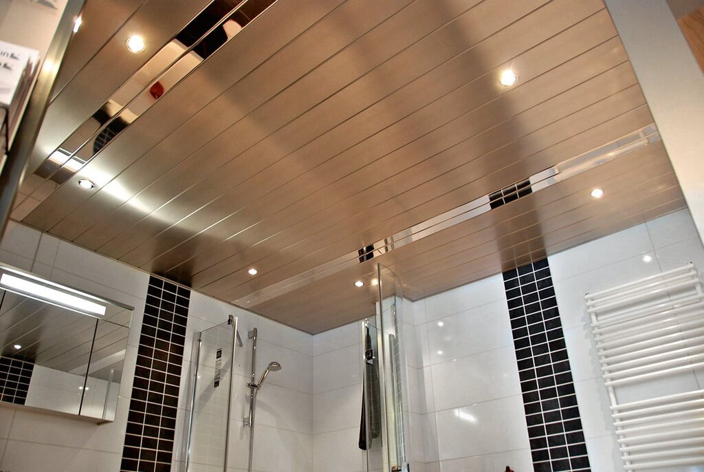 Stretch ceiling in the shower room