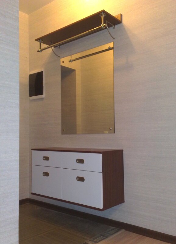 Wall shelf with mirror for the hallway