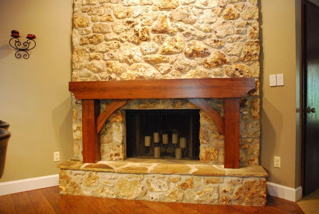 Fireplace facing with natural stone