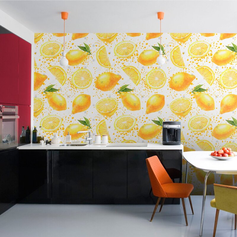 Wallpaper with lemons for the kitchen