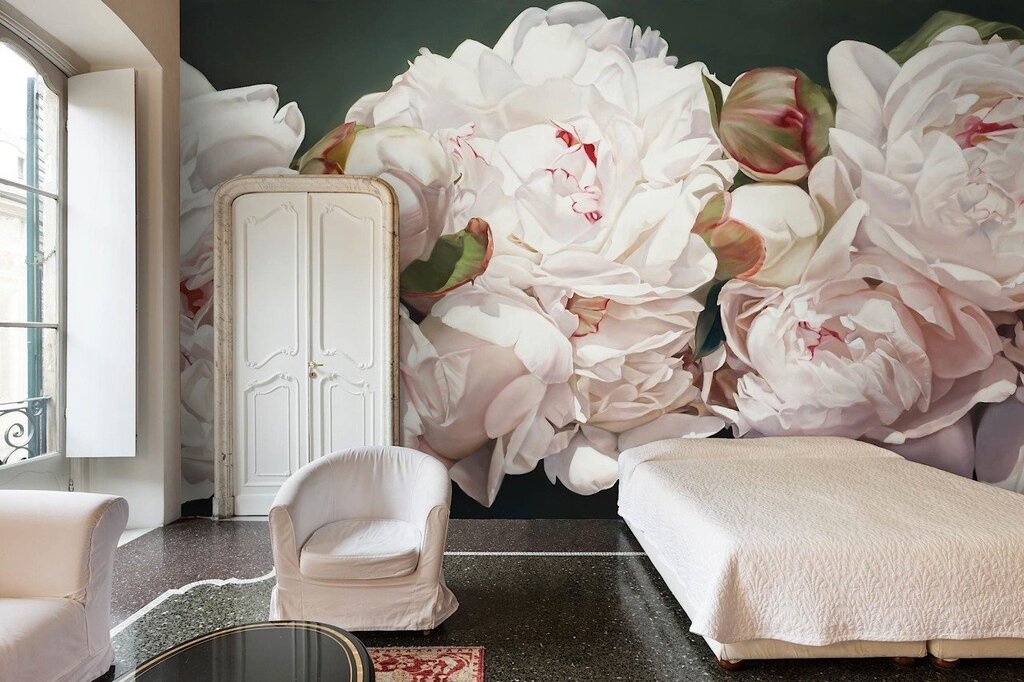 Wallpaper with peonies for walls