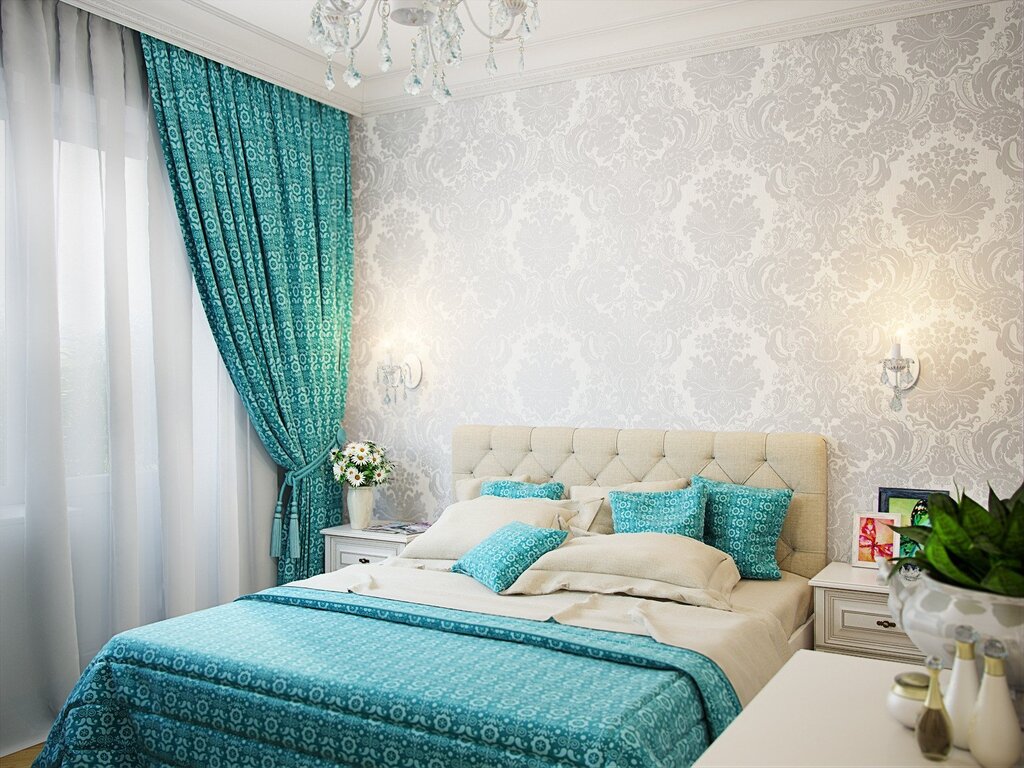 Wallpaper in turquoise tones